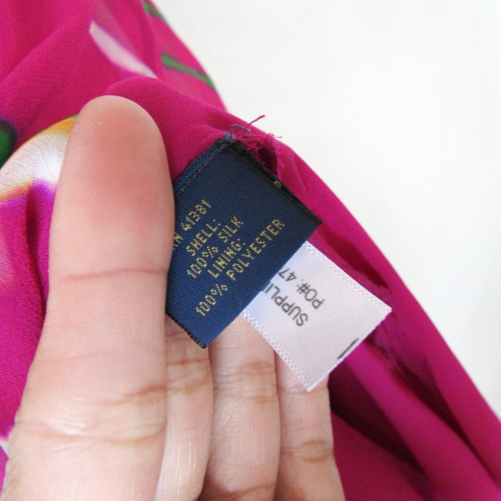 POLO RALPH LAUREN Pink Silk Summer Halter Dress Gorgeous Dyed Maxi Barbie SZ-10 - Picture 9 of 14